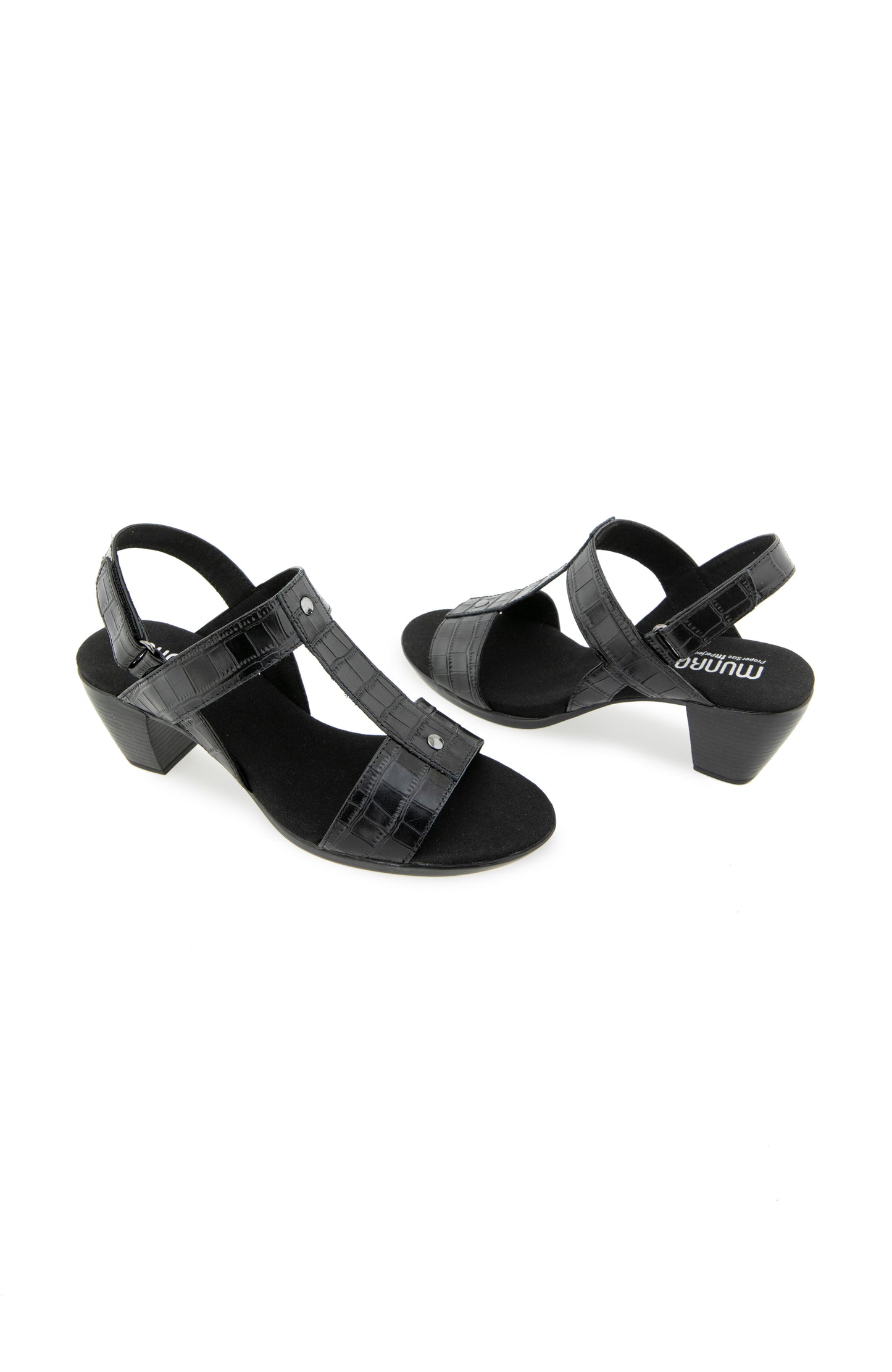 Willow Sandal - Black Leather Croco