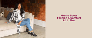 Munro Antonia fawn suede boot treated for water resistance.