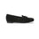 ROSSA IS A SLIP-ON FLAT IN BLACK SUEDE WITH A PETITE BOW TIE ON VAMP - side view