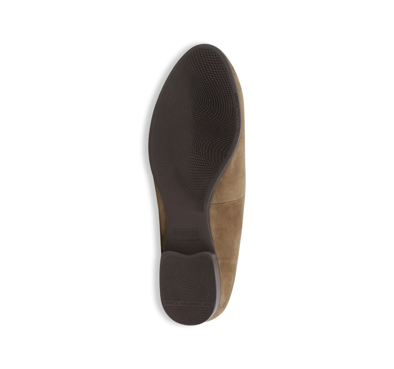 ELENA SMOKING STYLE SLIP-ON IN FAWN SUEDE-BOTTOM VIEW