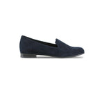 ELENA SMOKING STYLE SLIP-ON IN DARK NAVY SUEDE-SIDE VIEW