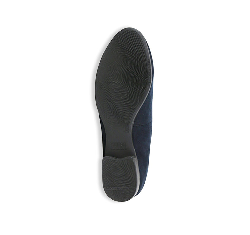 ELENA SMOKING STYLE SLIP-ON IN DARK NAVY SUEDE-BOTTOM VIEW