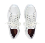 Tilly in cow leather, sport, athleisure oxford  with outside zipper on EVA outsole in white - top view