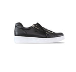 Tilly in cow leather, sport, athleisure oxford  with outside zipper on EVA outsole in black - side view