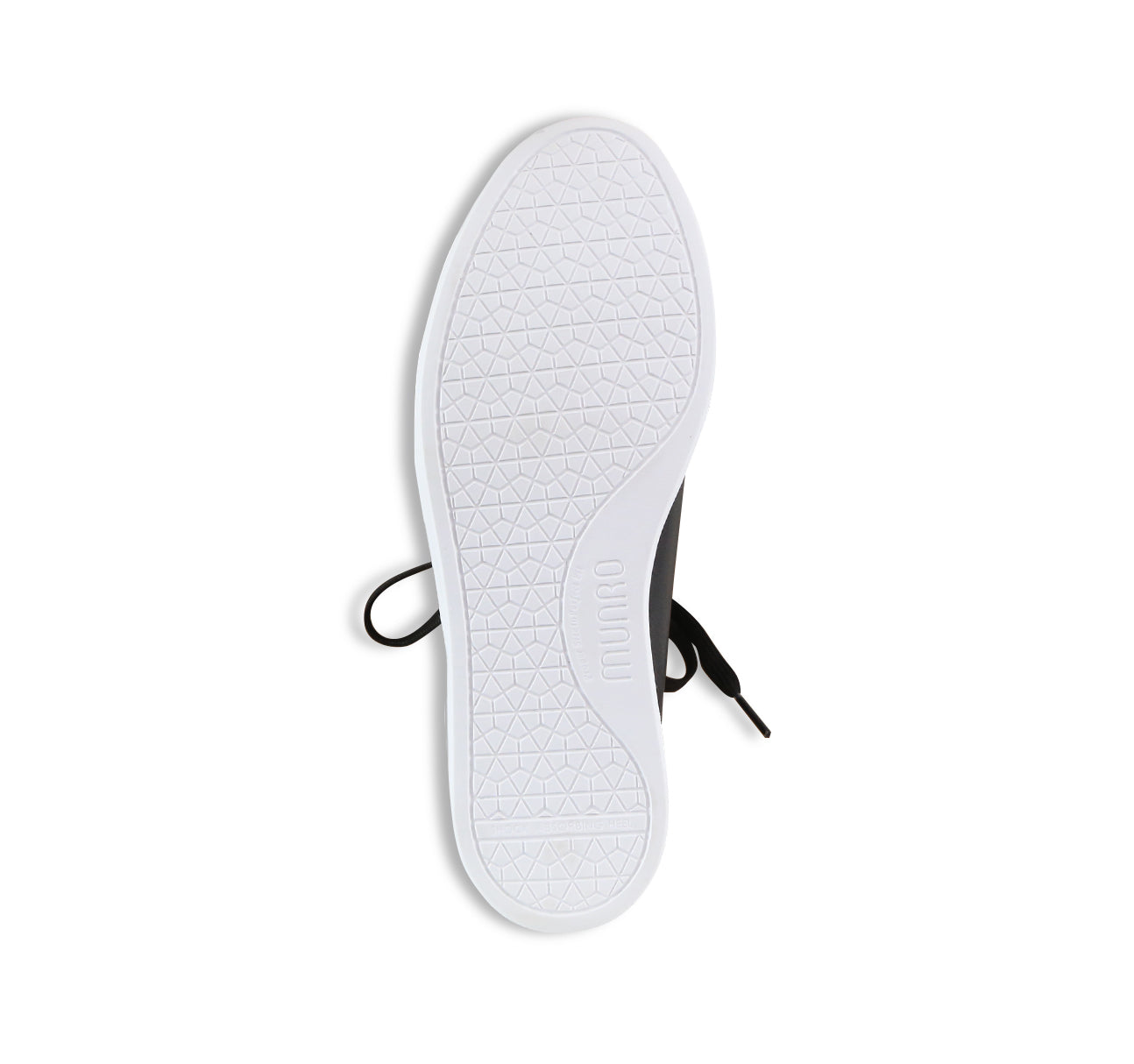 Tilly in cow leather, sport, athleisure oxford  with outside zipper on EVA outsole in black - bottom view