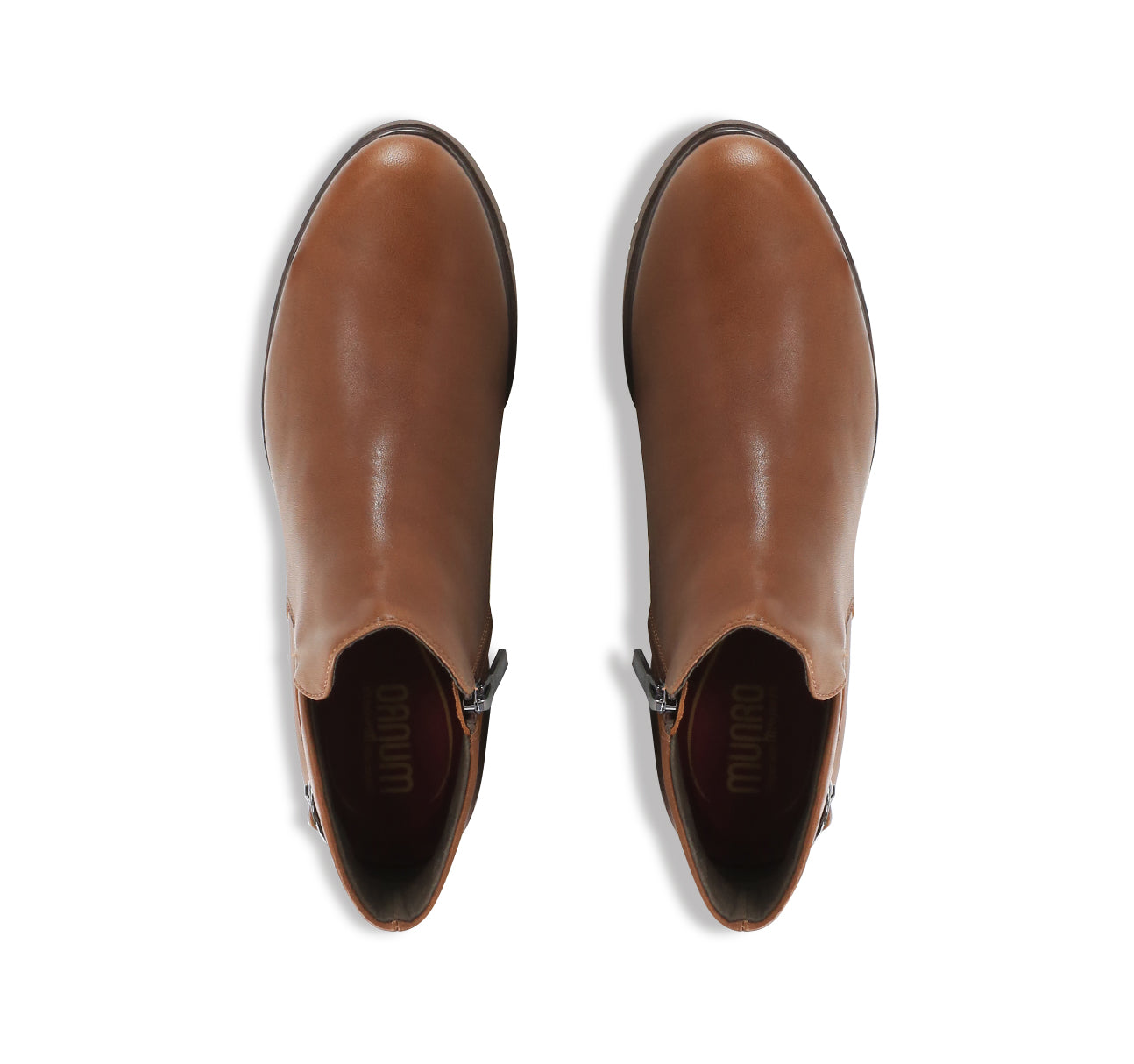 Brenna, Tailored Fashion Bootie in Brown Cow Leather, on EVA Outsole - Top View