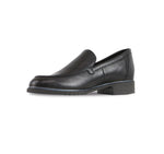 Giselle leather loafer in black minimalist feminine look on lug outsole with stylized welt detail - inside view