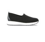 Mackenna slip-on in stretch fabric and leather trim on athleisure unit-side view