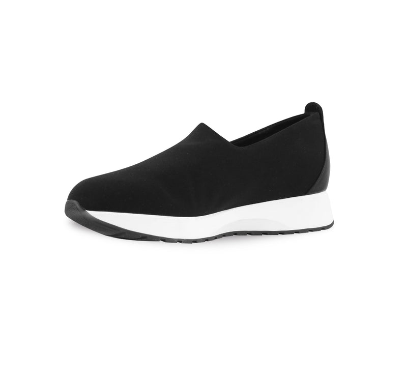 Mackenna slip-on in stretch fabric and leather trim on athleisure unit-inside view