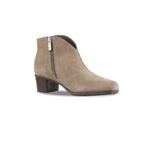 Shelly Almond Suede Bootie with Outside Zipper ob Rubber Unit Outsole - Inside View