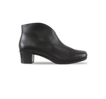 Shelly Black Leather Bootie with Outside Zipper ob Rubber Unit Outsole - Side View