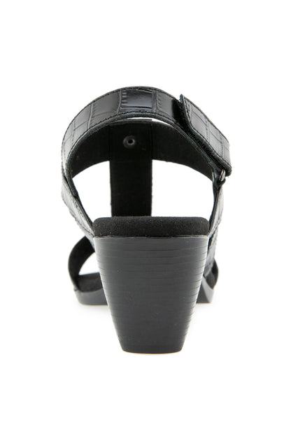 Willow Sandal - Black Leather Croco
