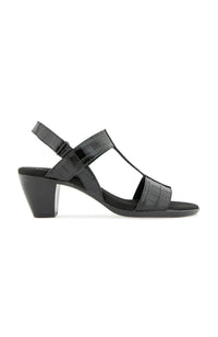 Willow Sandal - Black Leather Croco