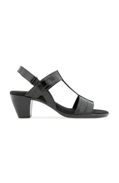 Willow Sandal - Black Leather Croco