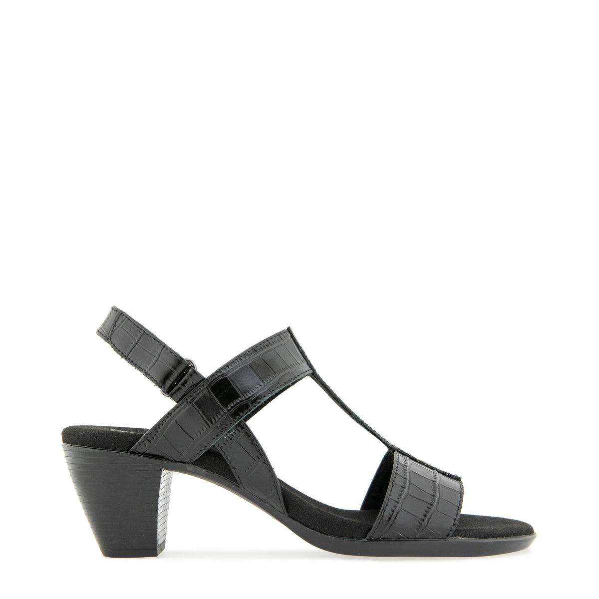 Willow Sandal - Black Leather Croco