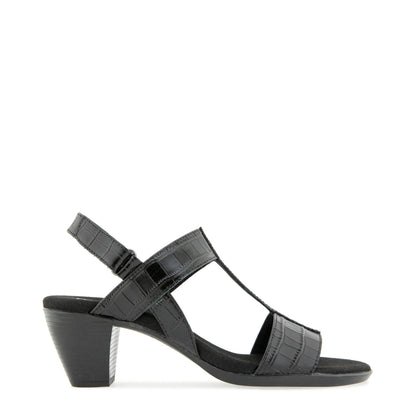 Willow Sandal - Black Leather Croco