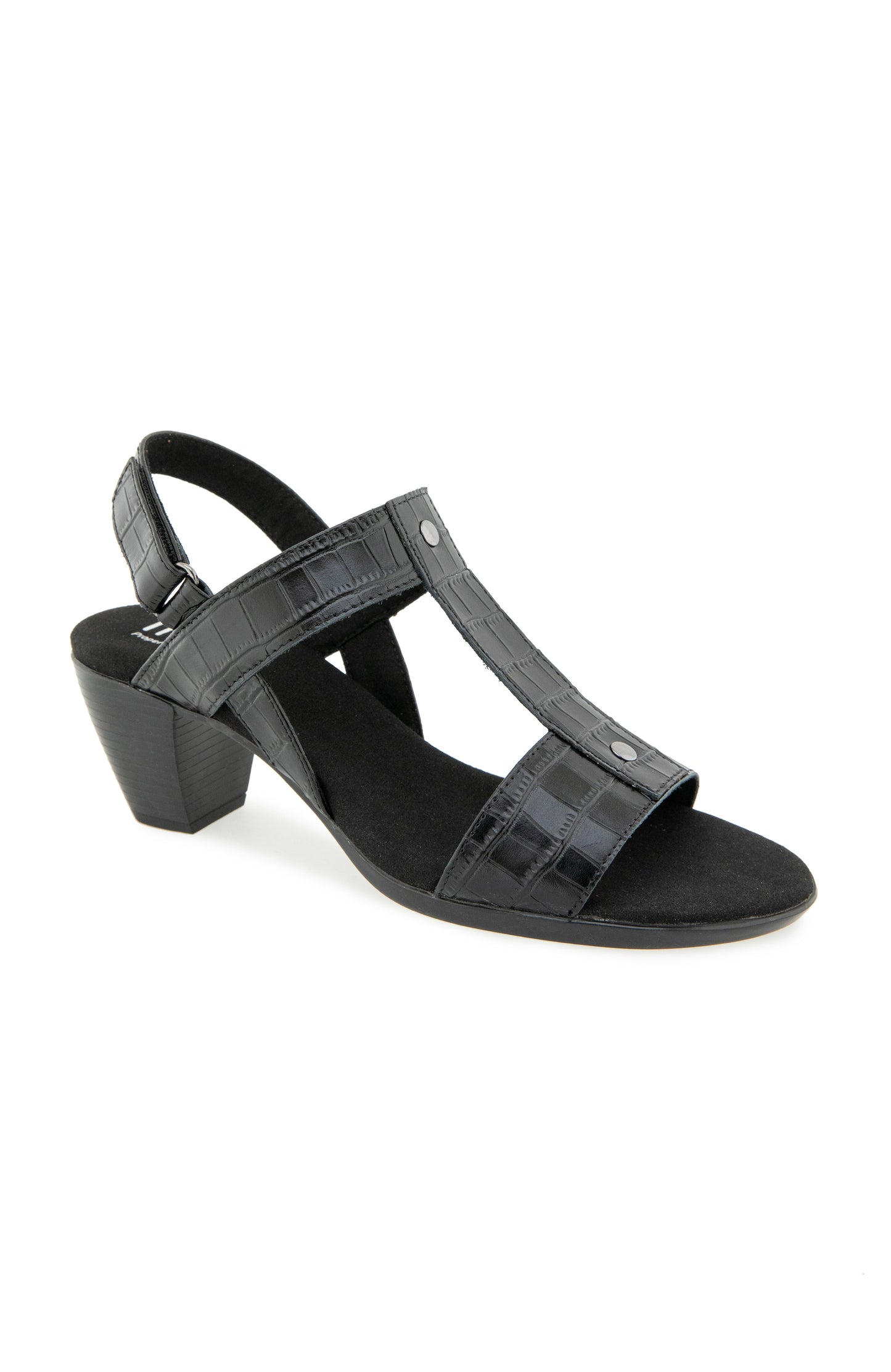 Willow Sandal - Black Leather Croco