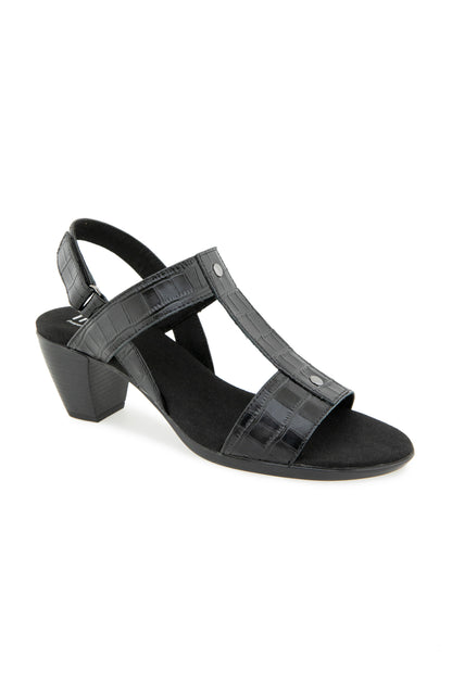 Willow Sandal - Black Leather Croco