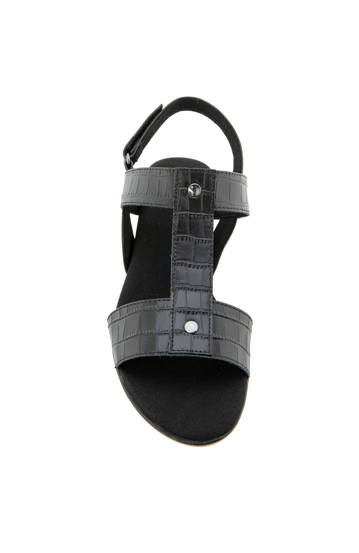 Willow Sandal - Black Leather Croco