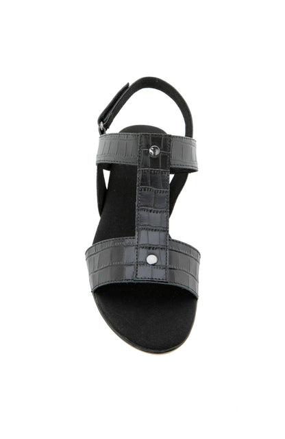 Willow Sandal - Black Leather Croco