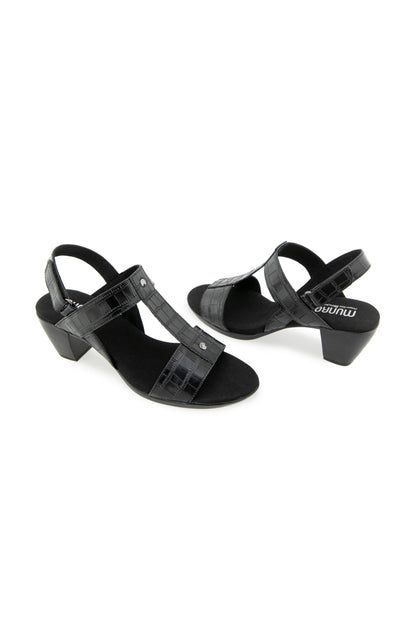 Willow Sandal - Black Leather Croco
