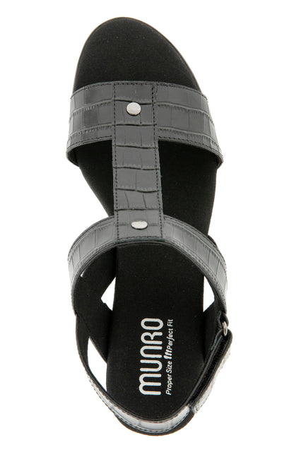 Willow Sandal - Black Leather Croco