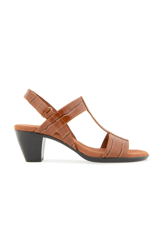 Willow Sandal - Tan Leather Croco