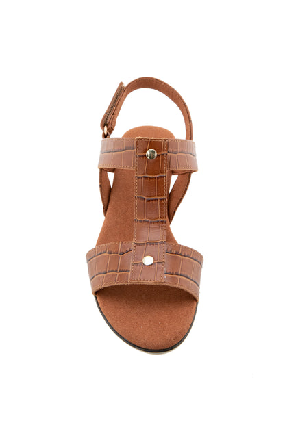 Willow Sandal - Tan Leather Croco
