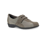 JOLIET SPORTY SHOE IN KID SUEDE AND FABRIC IN TAUPE KAHKI - angle view