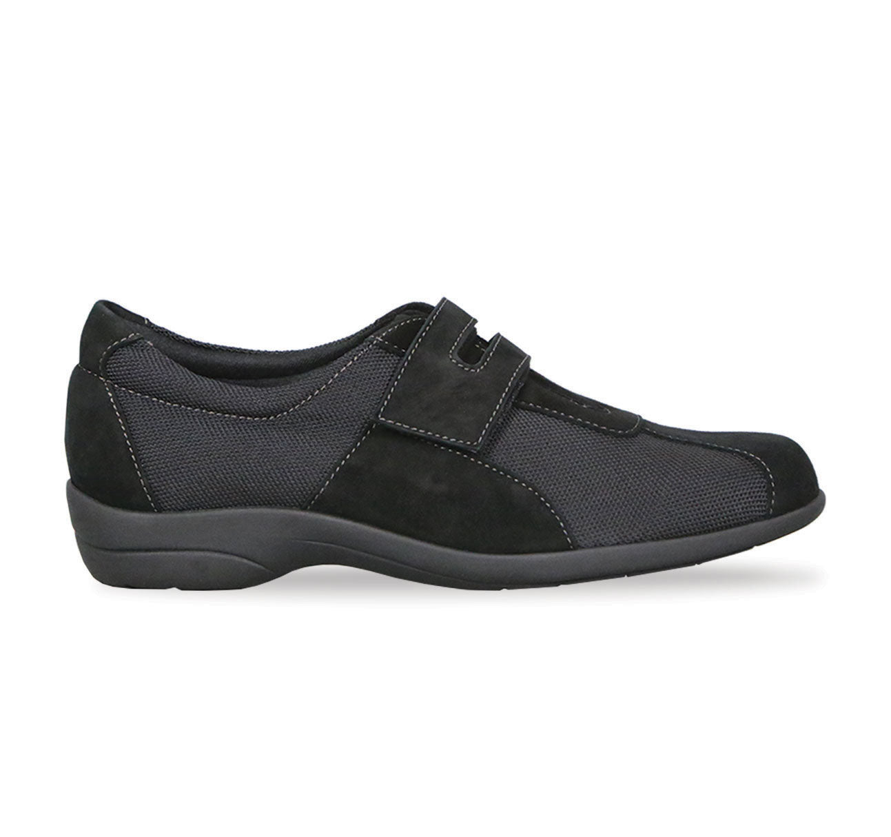 JOLIET SPORTY SHOE IN GOAT SUEDE AND FABRIC IN BLACK - Outside View