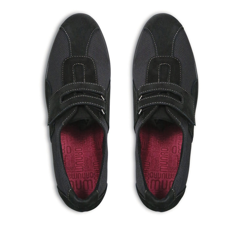 JOLIET SPORTY SHOE IN GOAT SUEDE AND FABRIC IN BLACK - Top View