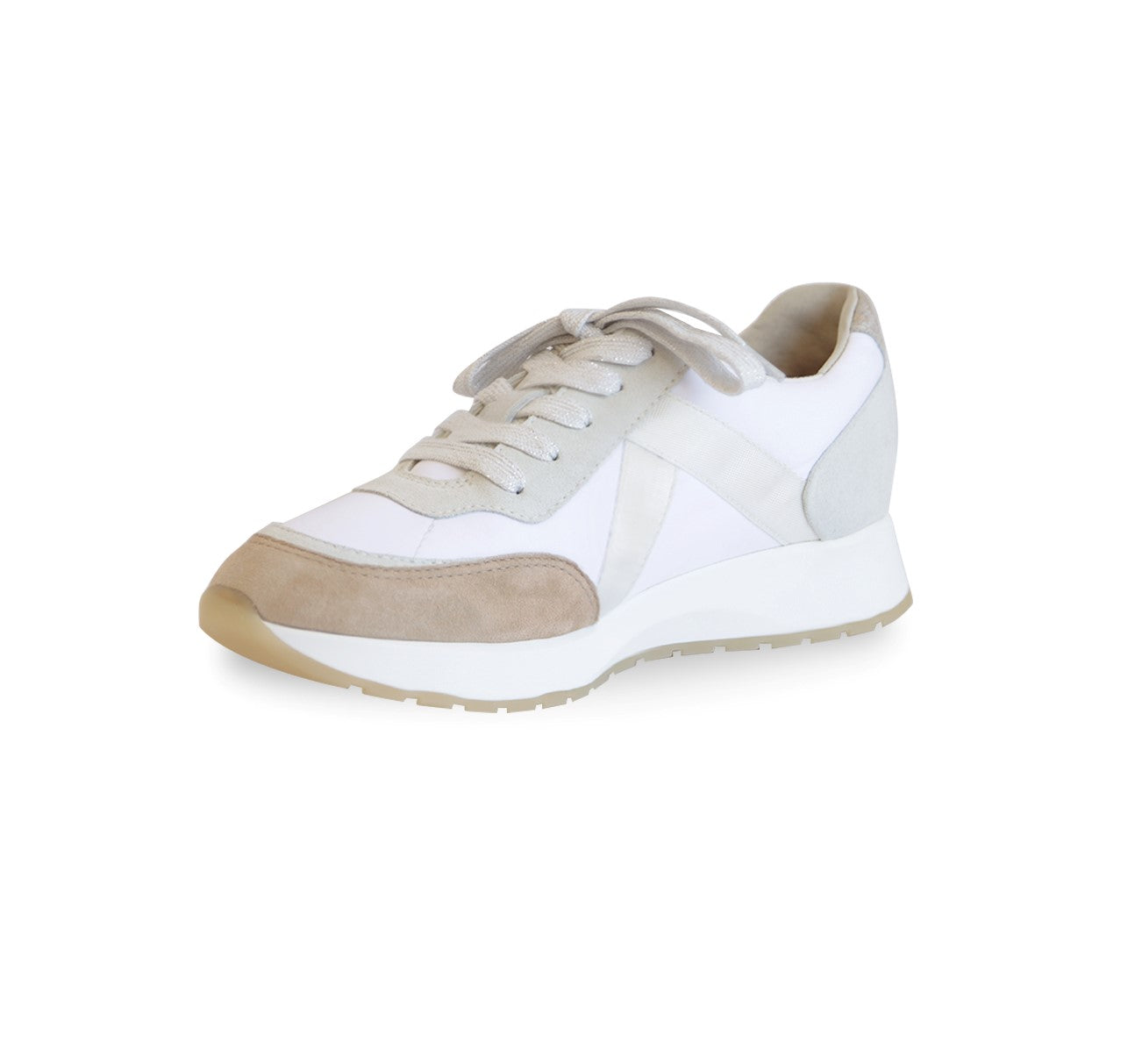 PIPER ATHLEISURE OXFORD IN WHITE & TAN COMBINATION MATERIALS - INSIDE VIEW