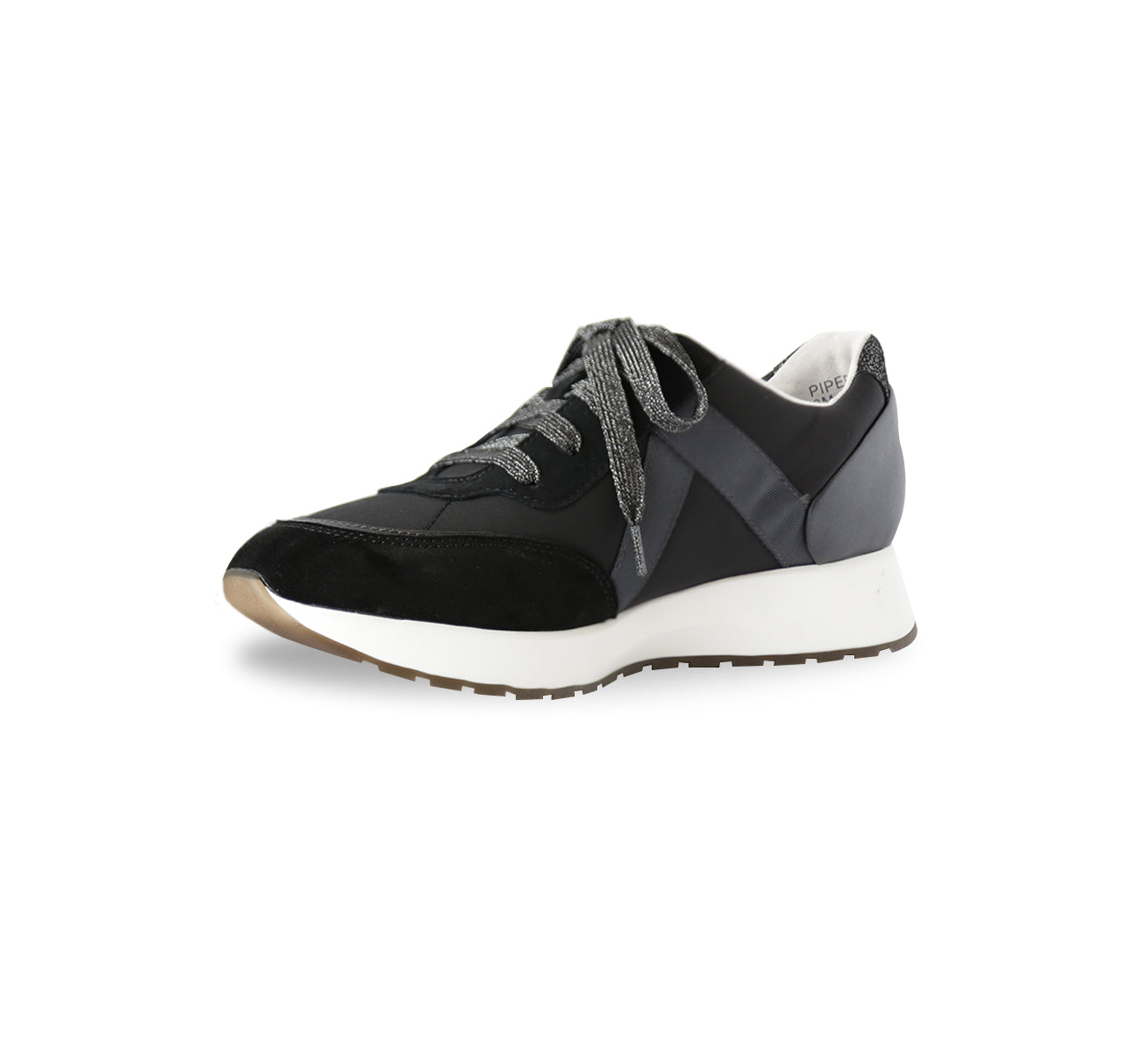 PIPER ATHLEISURE OXFORD IN BLACK & GUNMETAL COMBINATION MATERIALS - INSIDE VIEW