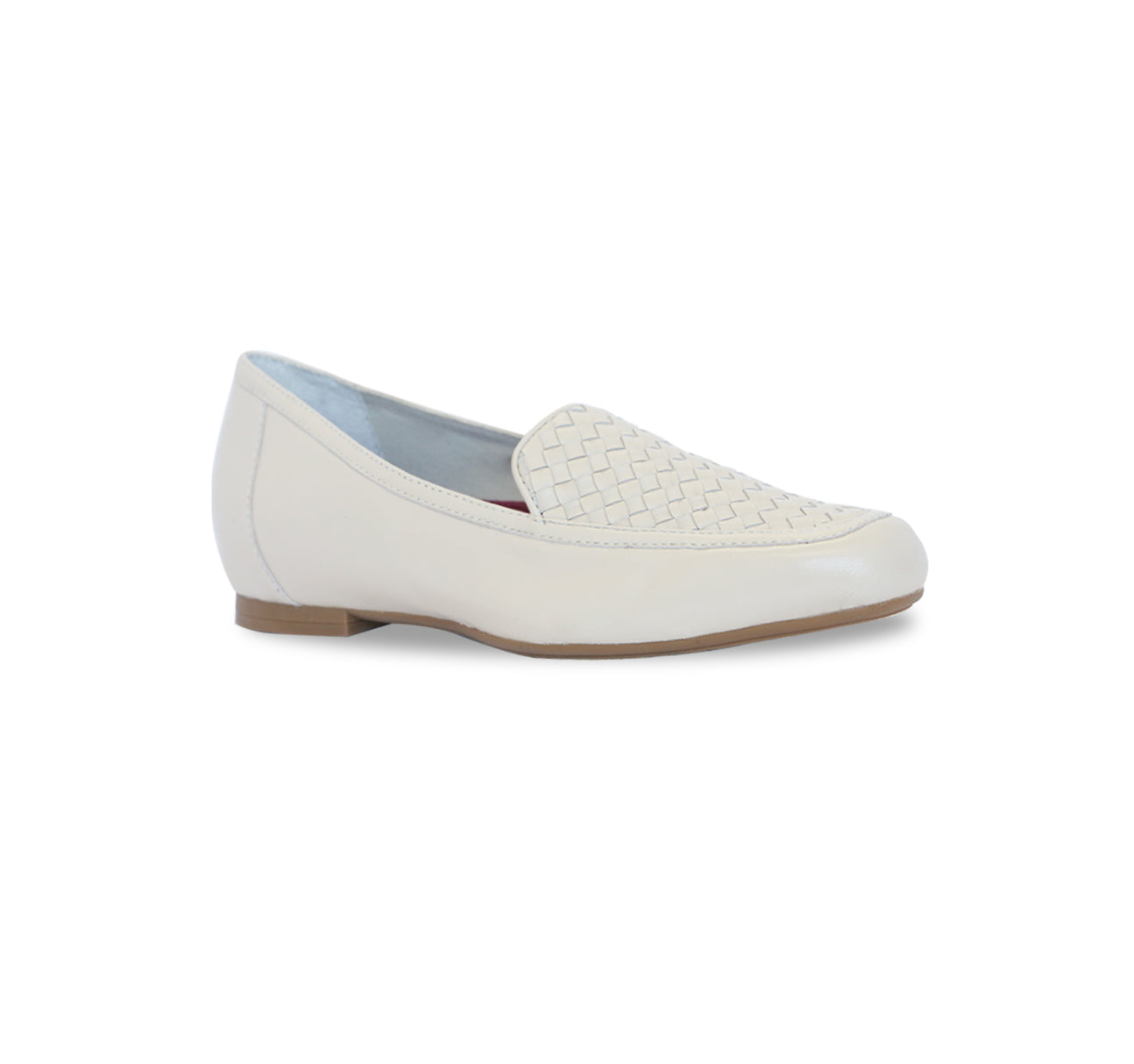 KARTER LOAFER WITH WOVEN LEATHER PLUG IN CREAM - ANGLE VIEW