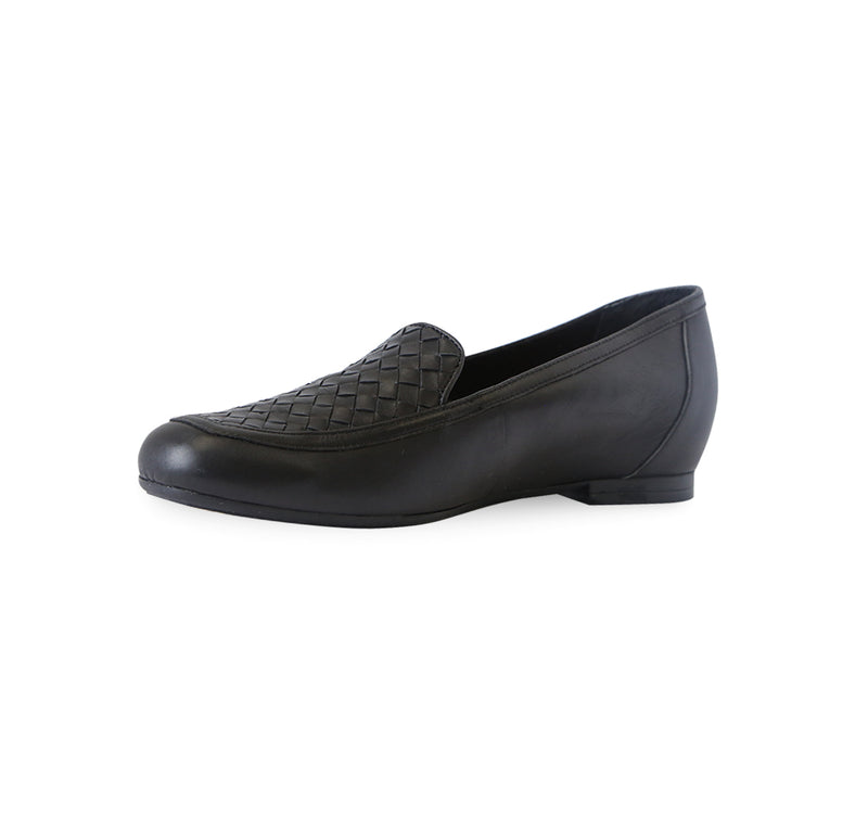  KARTER LOAFER WITH WOVEN LEATHER PLUG IN BLACK - INSIDE VIEW