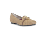 SUNISA SLIP ON IN WOVEN BROWN FABRIC WITH METALLIC RING ORNAMENT - ANGLE VIEW