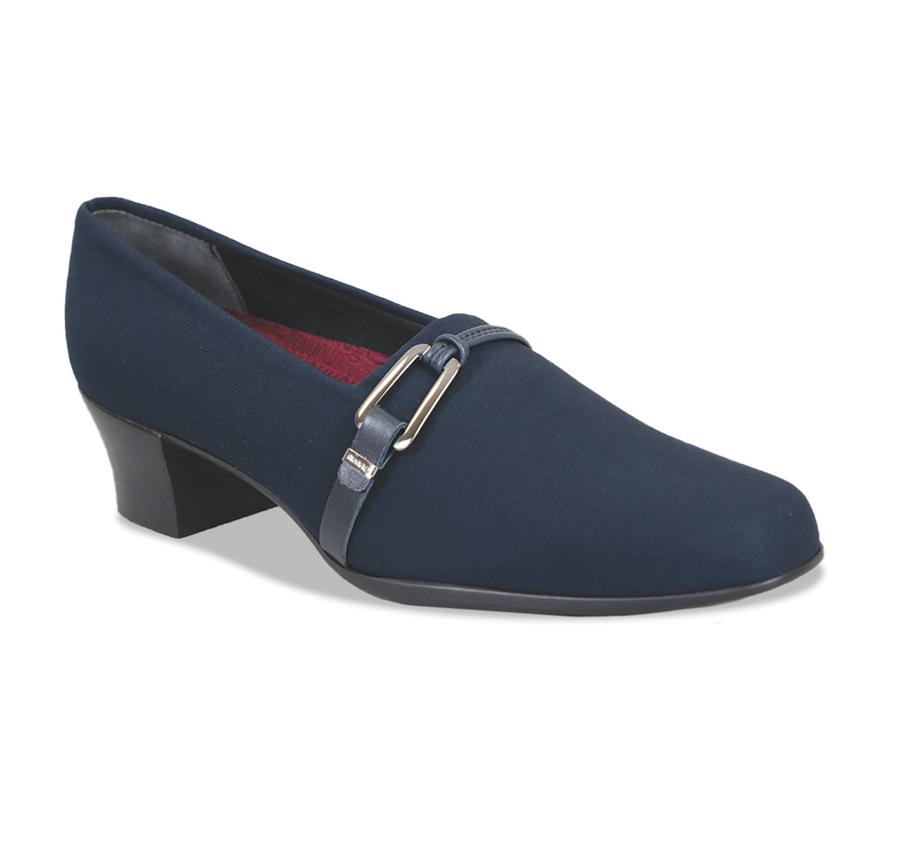 CINDI DRESS PUMP IN NAVY STRETCH FABRIC - AngleView