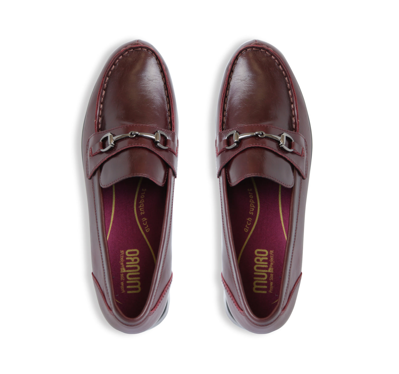 GRYFFIN MOC TOE PENNY LOAFER IN WINE GLAZED CALF LEATHER WITH GUNMETAL BIT - TOP VIEW