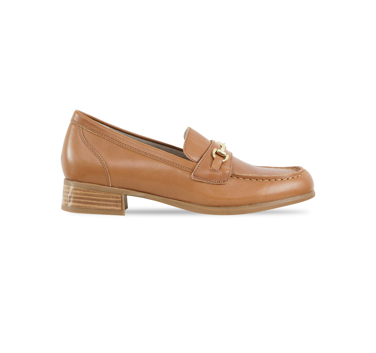 GRYFFIN SADDLE OXFORD WITH ORNAMENTAL BIT IN TAN COW LEATHER-SIDE VIEW