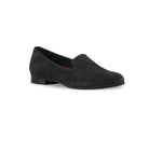 ELENA SMOKING STYLE SLIP-ON IN BLACK SUEDE-ANGLE VIEW