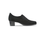 MUNRO AMARA BLACK SUEDE PUMP WITH FINGER GORE FRONT-SIDE VIEW