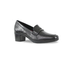 ELLIS BLACK LAMB LEATHER PENNY LOAFER PUMP-ANGLE VIEW