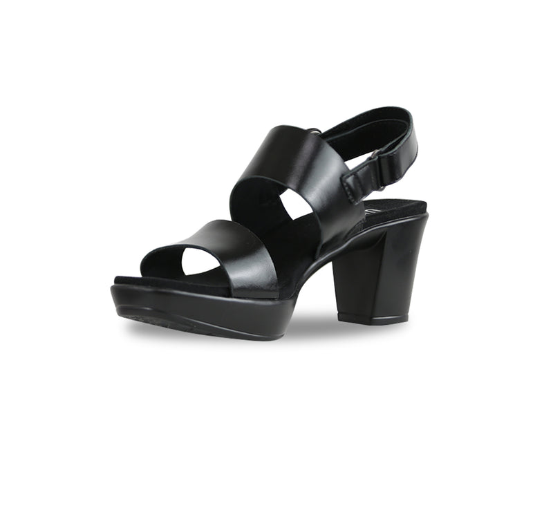 MAX DOUBLE STRAP PLATFORM SANDAL IN BLACK LEATHER - INSIDE VIEW