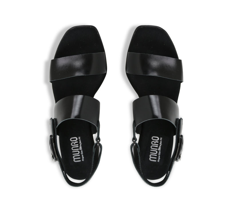 MAX DOUBLE STRAP PLATFORM SANDAL IN BLACK LEATHER - TOP VIEW