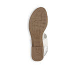 Cleo dress or casual sandal on low heel with buckle on ankle strap in off-white leather-bottom view