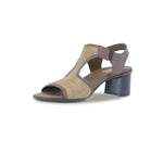 WALLIS DRESS SANDAL IN BROWN FABRIC AND LEATHER - INSIDE VEW