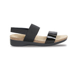 PISCES FOOTBED SANDAL WITH PATENT LEATHER AND FABRIC STRAPS - Side View