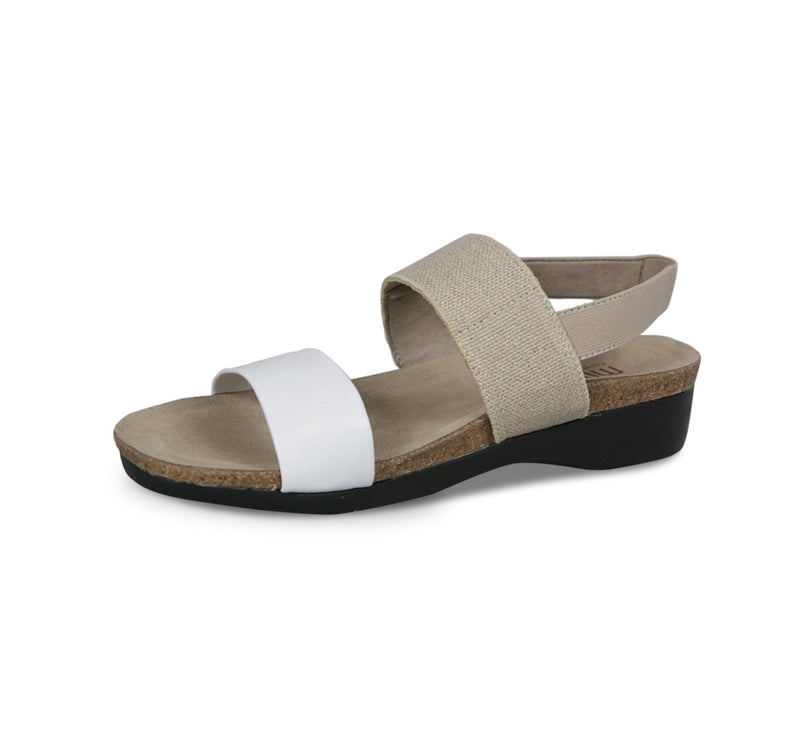 PISCES FOOTBED SANDAL WITH NATURAL FABRIC STRAP and KID LEATHER STRAP - Inside View