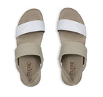 PISCES FOOTBED SANDAL WITH NATURAL FABRIC STRAP and KID LEATHER STRAP - Top View