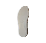 PISCES FOOTBED SANDAL WITH SILVER WOVEN LEATHER & STRETCH FABRIC STRAP - BOTTOM VIEW